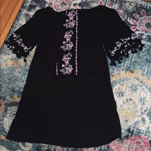 Black flower print dress